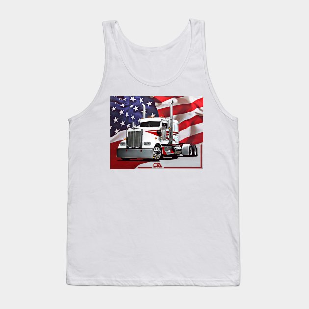 Kenworth Truck and The American Flag Tank Top by GasAut0s